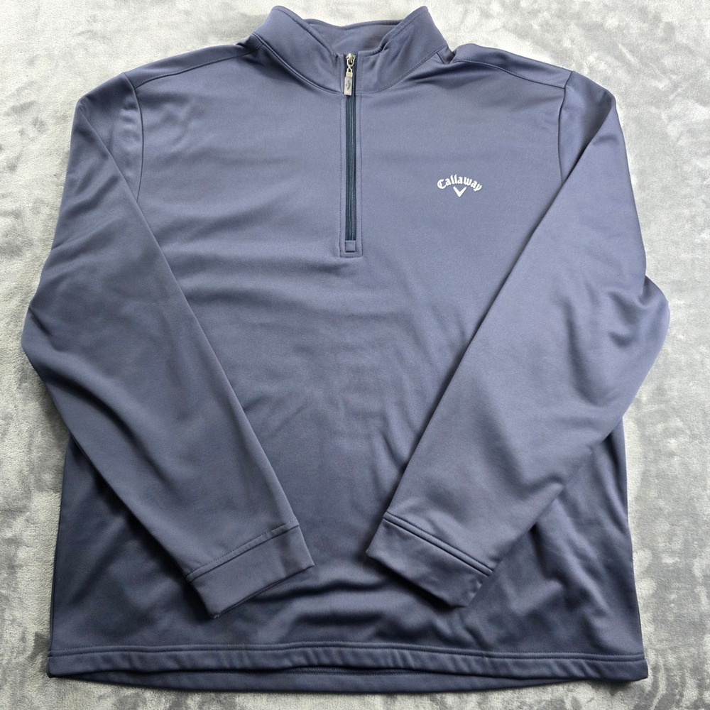 Callaway Quarter Zip Pullover Mens XXL Gray Fleece Lined Performance Golf Top